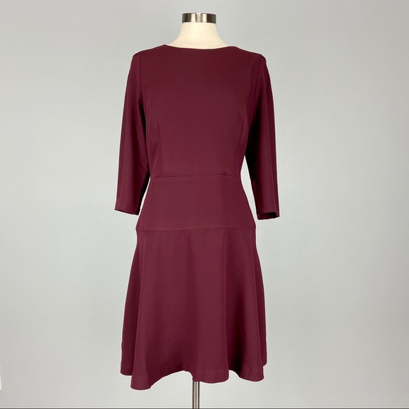 Ann Taylor Seamed Flare Dress in Mauve Rose 14 - Picture 3 of 15